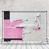 Aperturee - White Black Pink Ripped Graffiti Wall Photo Backdrop